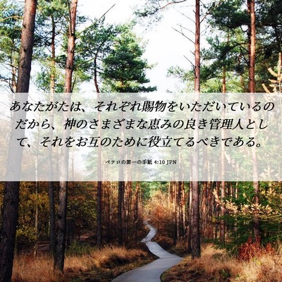 Picture 06 - ペテロの第一の手紙 4:10 JPN - あなたがたは、それぞれ賜物をいた - Bible Verse Picture