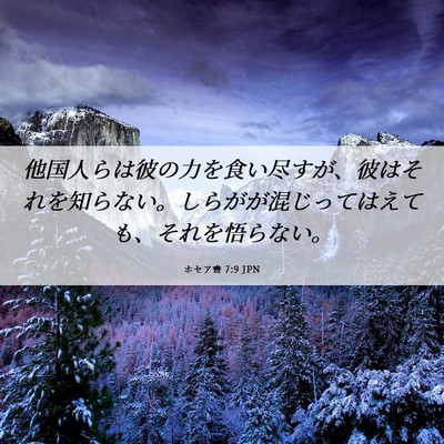 Picture 06 - ホセア書 7:9 JPN - 他国人らは彼の力を食い尽すが、彼 - Bible Verse Picture
