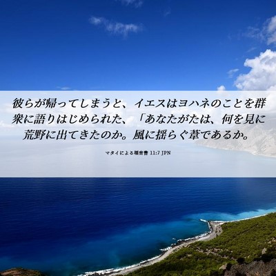 Picture 06 - マタイによる福音書 11:7 JPN - 彼らが帰ってしまうと、イエスはヨ - Bible Verse Picture