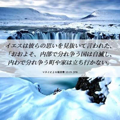 Picture 06 - マタイによる福音書 12:25 JPN - イエスは彼らの思いを見抜いて言わ - Bible Verse Picture