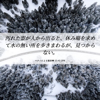 Picture 06 - マタイによる福音書 12:43 JPN - 汚れた霊が人から出ると、休み場を - Bible Verse Picture