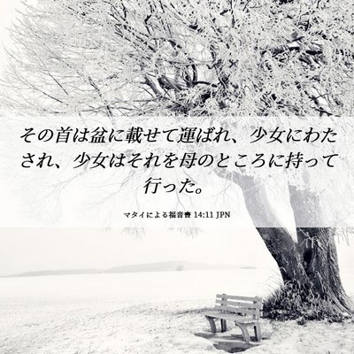 Picture 06 - マタイによる福音書 14:11 JPN - その首は盆に載せて運ばれ、少女に - Bible Verse Picture