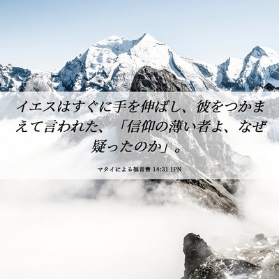 Picture 06 - マタイによる福音書 14:31 JPN - イエスはすぐに手を伸ばし、彼をつ - Bible Verse Picture