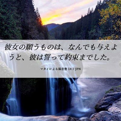 Picture 06 - マタイによる福音書 14:7 JPN - 彼女の願うものは、なんでも与えよ - Bible Verse Picture