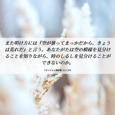 Picture 06 - マタイによる福音書 16:3 JPN - また明け方には『空が曇ってまっか - Bible Verse Picture