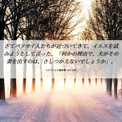 Picture 06 - マタイによる福音書 19:3 JPN - さてパリサイ人たちが近づいてきて - Bible Verse Picture