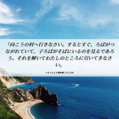 Picture 06 - マタイによる福音書 21:2 JPN - 「向こうの村へ行きなさい。すると - Bible Verse Picture
