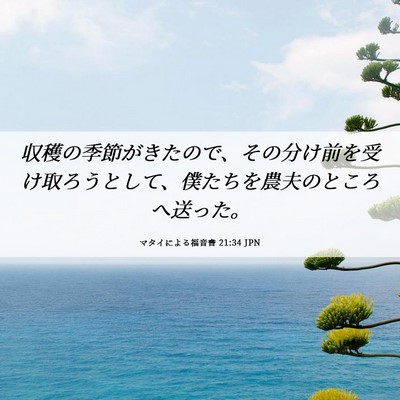 Picture 06 - マタイによる福音書 21:34 JPN - 収穫の季節がきたので、その分け前 - Bible Verse Picture
