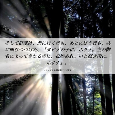 Picture 06 - マタイによる福音書 21:9 JPN - そして群衆は、前に行く者も、あと - Bible Verse Picture