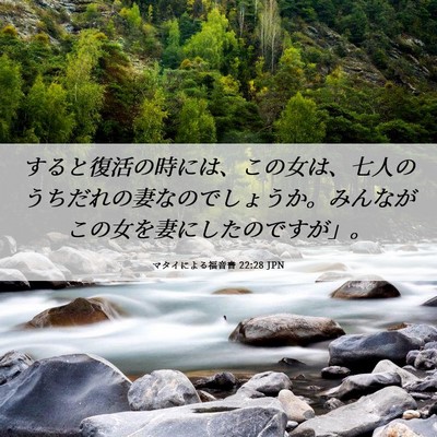 Picture 06 - マタイによる福音書 22:28 JPN - すると復活の時には、この女は、七 - Bible Verse Picture