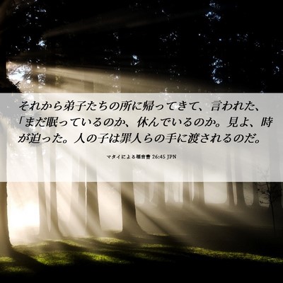 Picture 06 - マタイによる福音書 26:45 JPN - それから弟子たちの所に帰ってきて - Bible Verse Picture