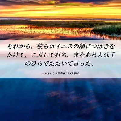 Picture 06 - マタイによる福音書 26:67 JPN - それから、彼らはイエスの顔につば - Bible Verse Picture
