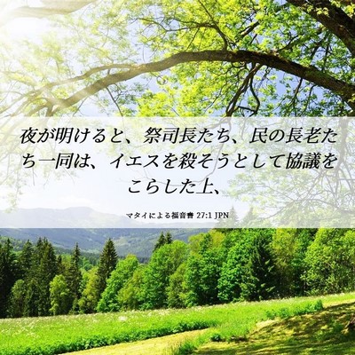 Picture 06 - マタイによる福音書 27:1 JPN - 夜が明けると、祭司長たち、民の長 - Bible Verse Picture