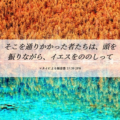 Picture 06 - マタイによる福音書 27:39 JPN - そこを通りかかった者たちは、頭を - Bible Verse Picture