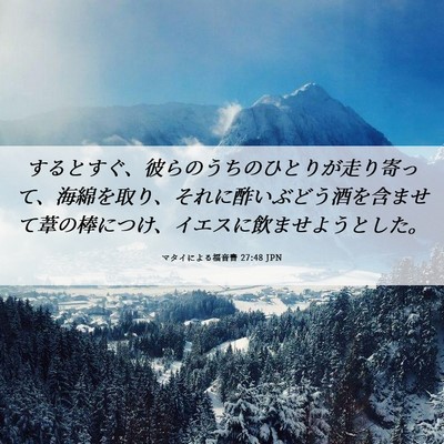 Picture 06 - マタイによる福音書 27:48 JPN - するとすぐ、彼らのうちのひとりが - Bible Verse Picture