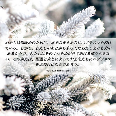 Picture 06 - マタイによる福音書 3:11 JPN - わたしは悔改めのために、水でおま - Bible Verse Picture