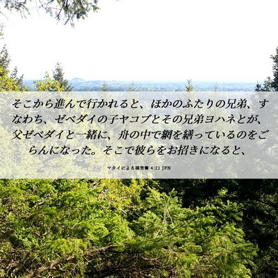 Picture 06 - マタイによる福音書 4:21 JPN - そこから進んで行かれると、ほかの - Bible Verse Picture