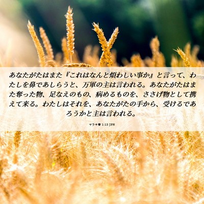 Picture 06 - マラキ書 1:13 JPN - あなたがたはまた『これはなんと煩 - Bible Verse Picture
