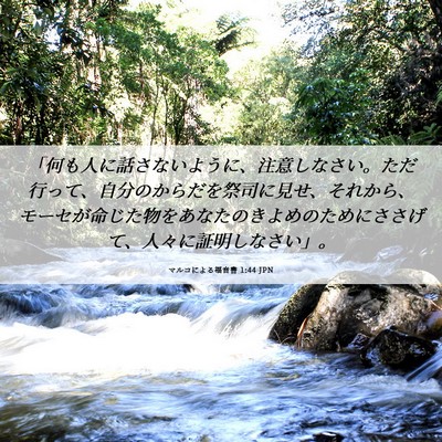 Picture 06 - マルコによる福音書 1:44 JPN - 「何も人に話さないように、注意し - Bible Verse Picture