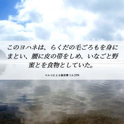 Picture 06 - マルコによる福音書 1:6 JPN - このヨハネは、らくだの毛ごろもを - Bible Verse Picture