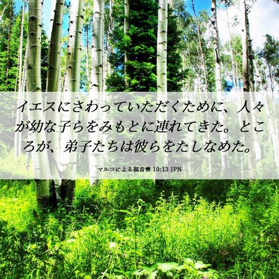 Picture 06 - マルコによる福音書 10:13 JPN - イエスにさわっていただくために、 - Bible Verse Picture