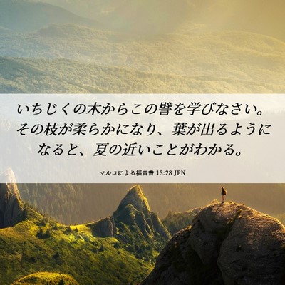 Picture 06 - マルコによる福音書 13:28 JPN - いちじくの木からこの譬を学びなさ - Bible Verse Picture