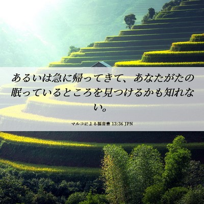 Picture 06 - マルコによる福音書 13:36 JPN - あるいは急に帰ってきて、あなたが - Bible Verse Picture
