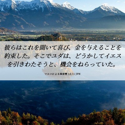 Picture 06 - マルコによる福音書 14:11 JPN - 彼らはこれを聞いて喜び、金を与え - Bible Verse Picture