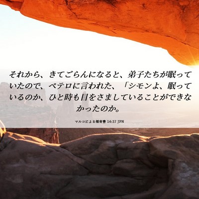 Picture 06 - マルコによる福音書 14:37 JPN - それから、きてごらんになると、弟 - Bible Verse Picture