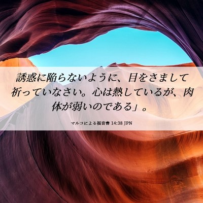 Picture 06 - マルコによる福音書 14:38 JPN - 誘惑に陥らないように、目をさまし - Bible Verse Picture