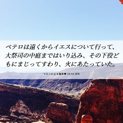 Picture 06 - マルコによる福音書 14:54 JPN - ペテロは遠くからイエスについて行 - Bible Verse Picture