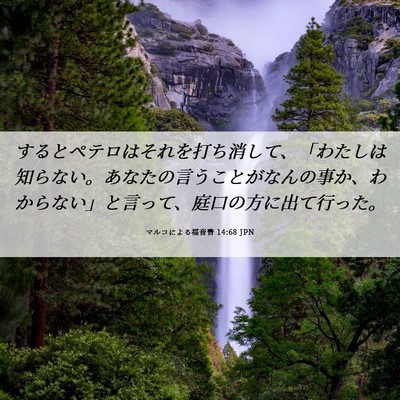 Picture 06 - マルコによる福音書 14:68 JPN - するとペテロはそれを打ち消して、 - Bible Verse Picture
