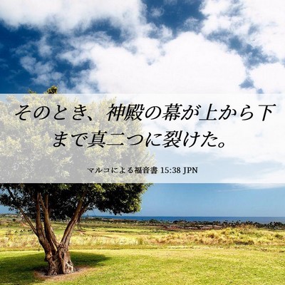 Picture 06 - マルコによる福音書 15:38 JPN - そのとき、神殿の幕が上から下まで - Bible Verse Picture