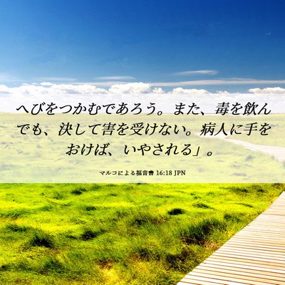 Picture 06 - マルコによる福音書 16:18 JPN - へびをつかむであろう。また、毒を - Bible Verse Picture
