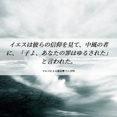 Picture 06 - マルコによる福音書 2:5 JPN - イエスは彼らの信仰を見て、中風の - Bible Verse Picture