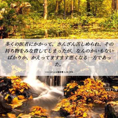 Picture 06 - マルコによる福音書 5:26 JPN - 多くの医者にかかって、さんざん苦 - Bible Verse Picture