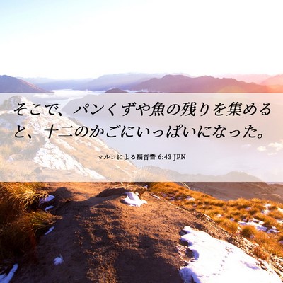 Picture 06 - マルコによる福音書 6:43 JPN - そこで、パンくずや魚の残りを集め - Bible Verse Picture