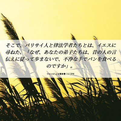 Picture 06 - マルコによる福音書 7:5 JPN - そこで、パリサイ人と律法学者たち - Bible Verse Picture