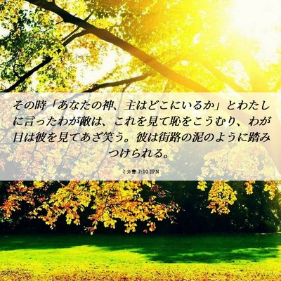 Picture 06 - ミカ書 7:10 JPN - その時「あなたの神、主はどこにい - Bible Verse Picture