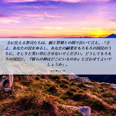 Picture 06 - ヨエル書 2:17 JPN - 主に仕える祭司たちは、廊と祭壇と - Bible Verse Picture