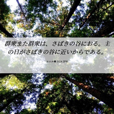 Picture 06 - ヨエル書 3:14 JPN - 群衆また群衆は、さばきの谷におる - Bible Verse Picture