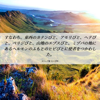 Picture 06 - ヨシュア記 11:3 JPN - すなわち、東西のカナンびと、アモ - Bible Verse Picture