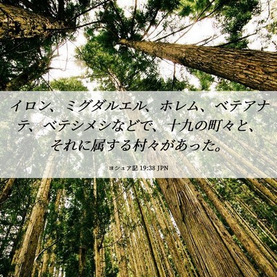 Picture 06 - ヨシュア記 19:38 JPN - イロン、ミグダルエル、ホレム、ベ - Bible Verse Picture