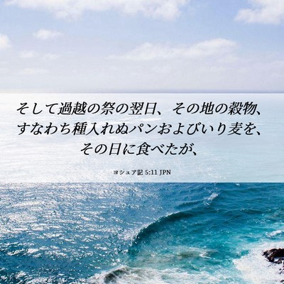 Picture 06 - ヨシュア記 5:11 JPN - そして過越の祭の翌日、その地の穀 - Bible Verse Picture