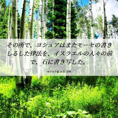 Picture 06 - ヨシュア記 8:32 JPN - その所で、ヨシュアはまたモーセの - Bible Verse Picture