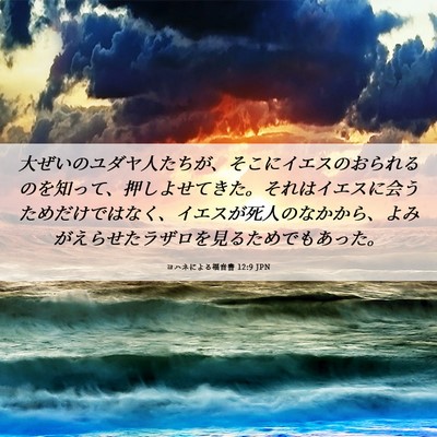 Picture 06 - ヨハネによる福音書 12:9 JPN - 大ぜいのユダヤ人たちが、そこにイ - Bible Verse Picture
