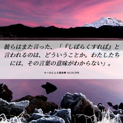 Picture 06 - ヨハネによる福音書 16:18 JPN - 彼らはまた言った、「『しばらくす - Bible Verse Picture