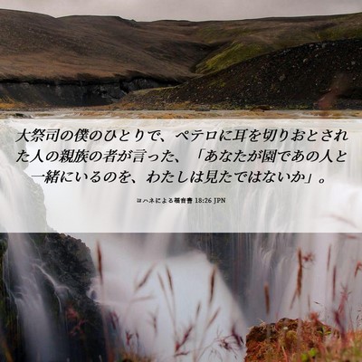 Picture 06 - ヨハネによる福音書 18:26 JPN - 大祭司の僕のひとりで、ペテロに耳 - Bible Verse Picture