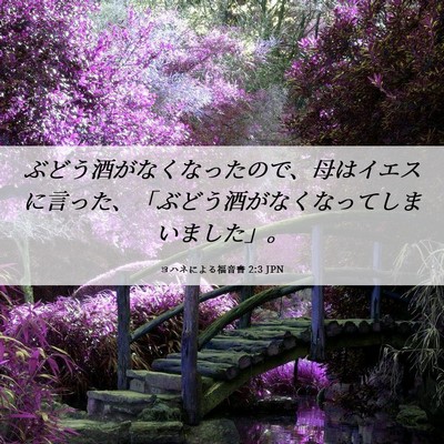 Picture 06 - ヨハネによる福音書 2:3 JPN - ぶどう酒がなくなったので、母はイ - Bible Verse Picture