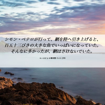 Picture 06 - ヨハネによる福音書 21:11 JPN - シモン・ペテロが行って、網を陸へ - Bible Verse Picture